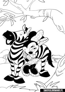 Zebra i Myszka Minnie kolorowanka