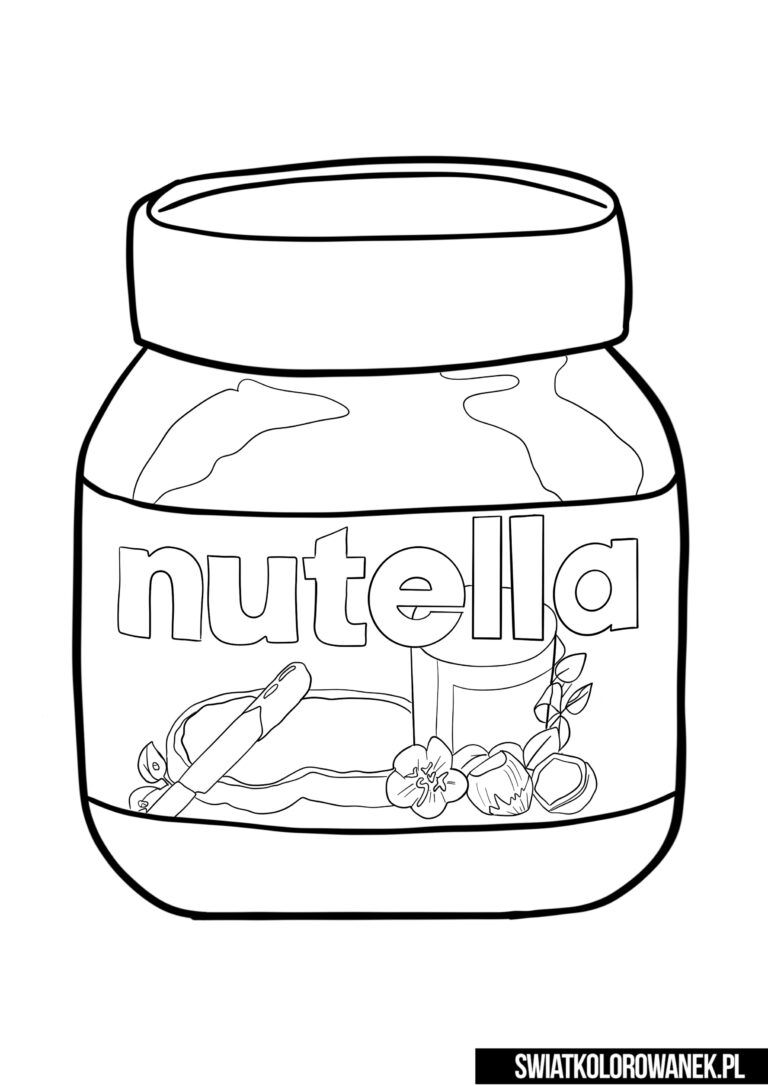 Kolorowanka dla dzieci słoik Nutelli. Kolorowanki Nutella.