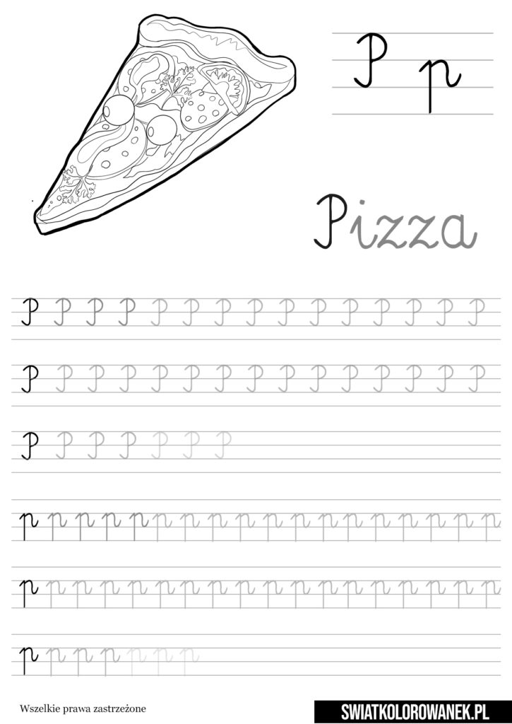 P jak pizza nauka pisania literek