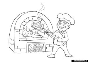 Pizza i kucharz kolorowanka