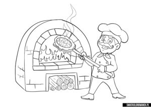 Pizza i kucharz kolorowanka