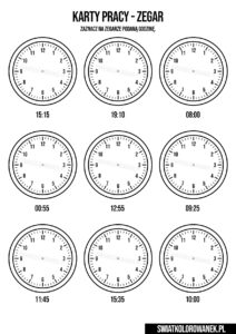 Karty Pracy zegar dla dzieci