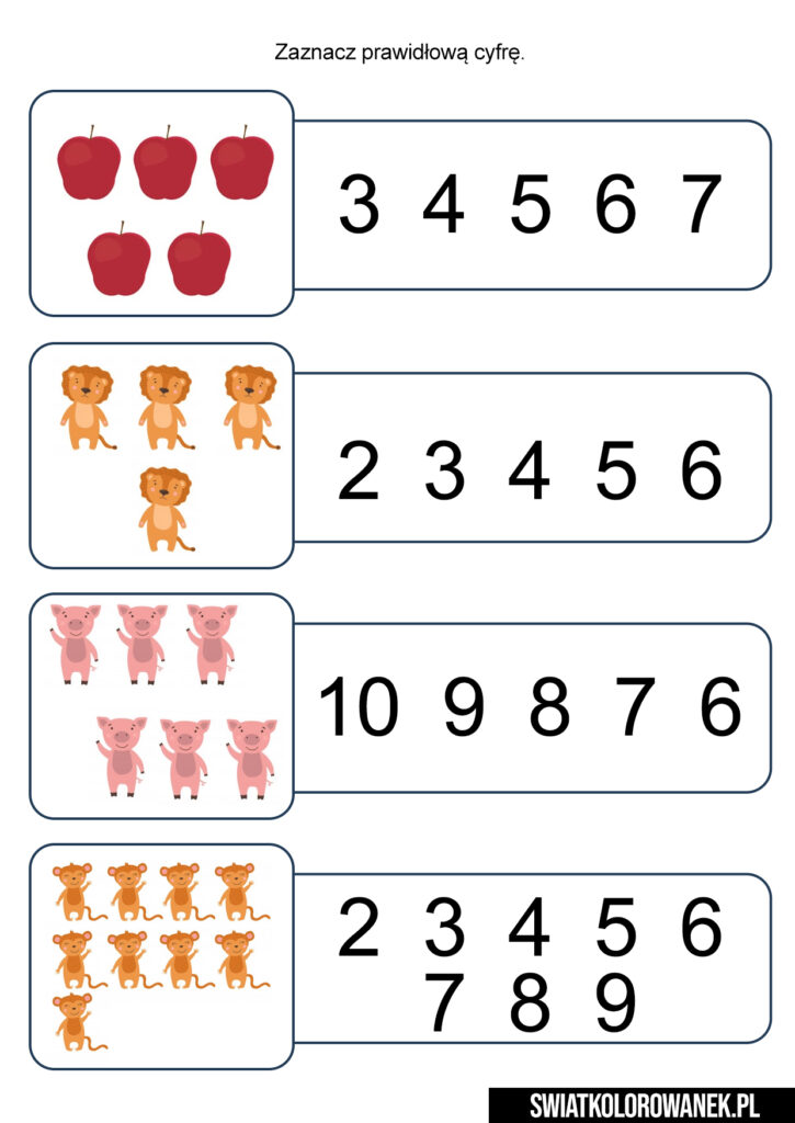Zadania matematyczne dla przedszkolaków liczenie