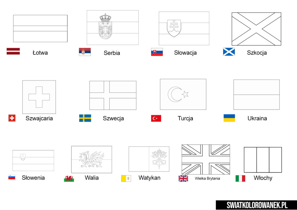 Flagi Państw Europejskich do wydruku