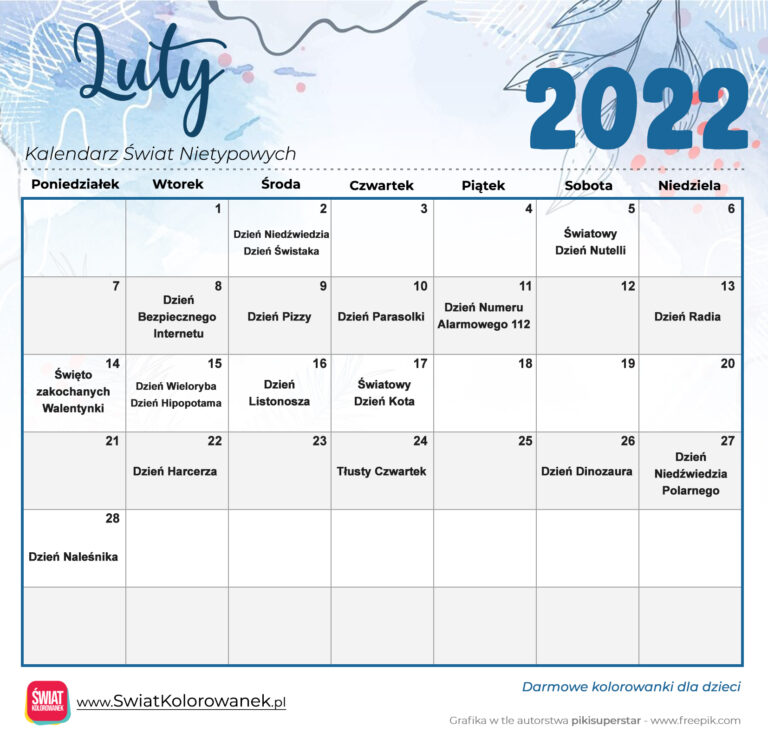 Kalendarz Świat Nietypowych - Luty 2022