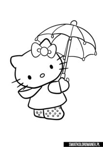 Kolorowanki Parasol. Kolorowanka Hello Kitty z parasolem
