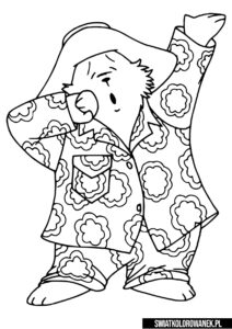 Kolorowanka Miś Paddington w pidżamie