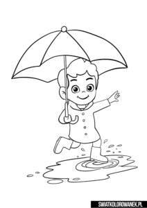 Kolorowanka chłopczyk z parasolem