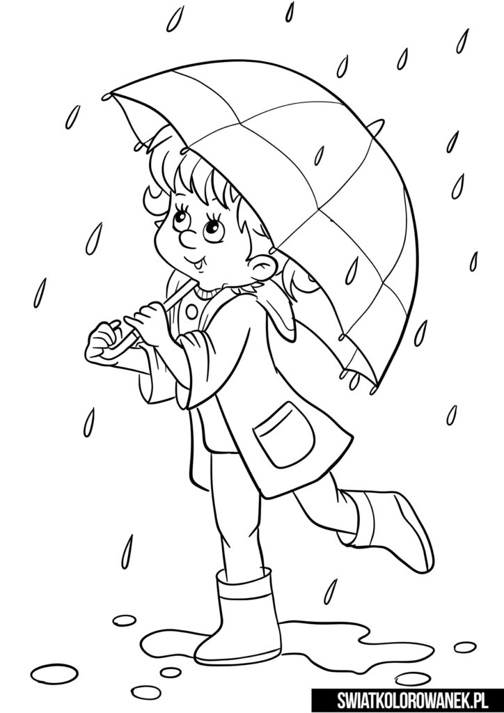 Kolorowanki Parasol. Kolorowanka dziewczynka z parasolem.