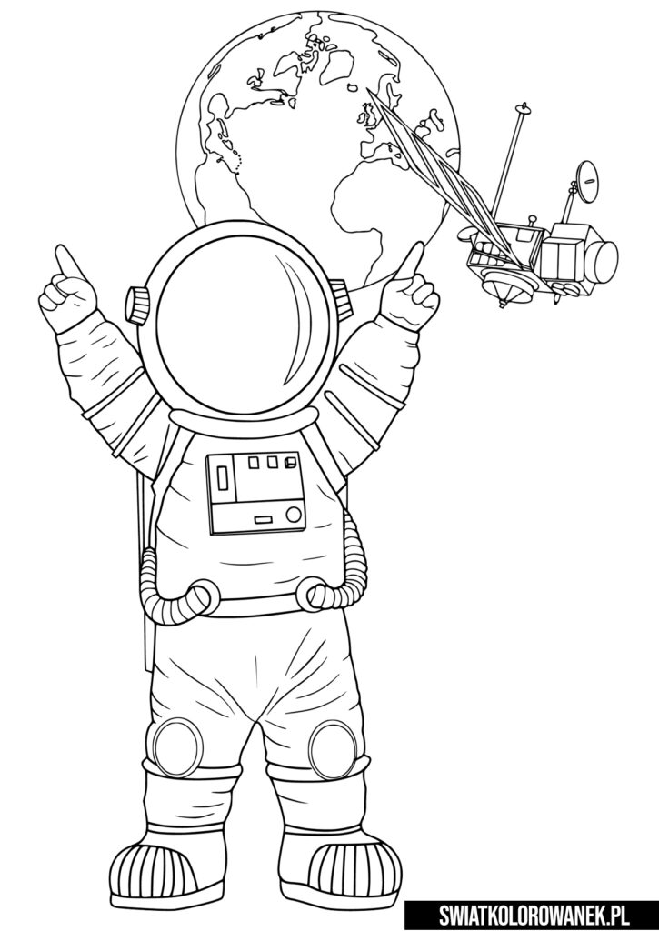 Kolorowanki Kosmos Astronauta. Malowanka do druku.