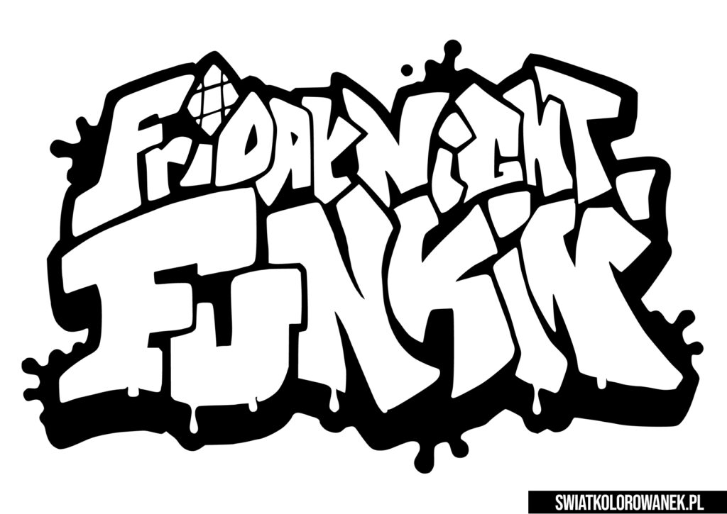 Malowanka logo Friday Night Funkin. Kolorowanki Logo FnF