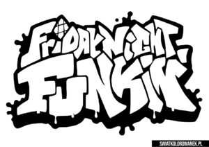 Malowanka logo Friday Night Funkin. Kolorowanki Logo FnF