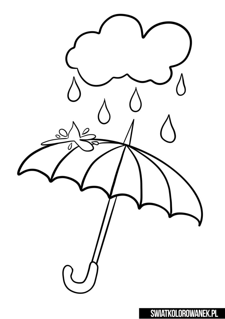 Kolorowanka deszcz i parasolka.