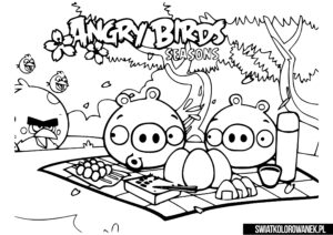 Angry Birds Seasons do druku. Świnie na pikniku.