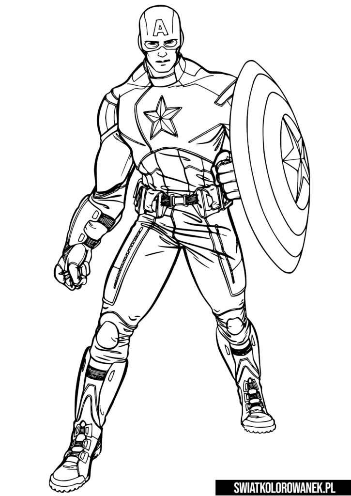 Kolorowanka Kapitan Ameryka. Kolorowanki Avengers