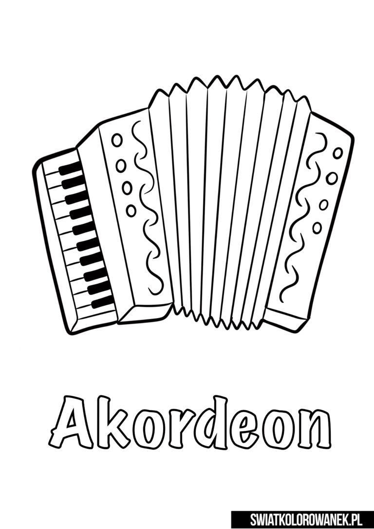 Kolorowanki Alfabet litera A Akordeon. Kolorowanka Akordeon.