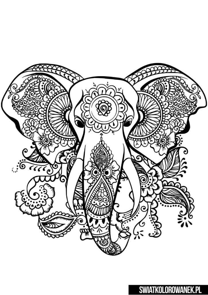 Kolorowanki mandala słoń