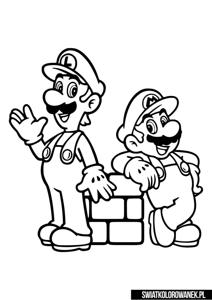 Luigi i Mario kolorowanka dla dzieci