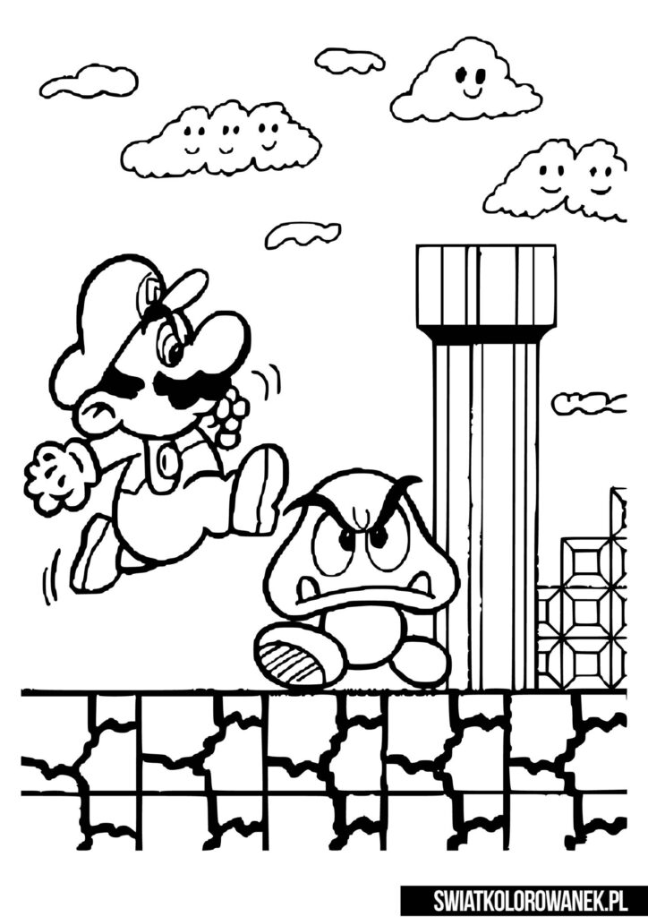 Malowanka do wydruku Super Mario Gra Nintendo
