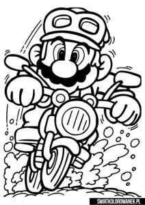 Mario na motorze kolorowanka