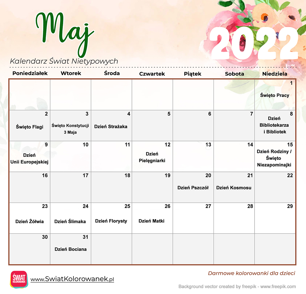 Kalendarz Świat Nietypowych - Maj 2022
