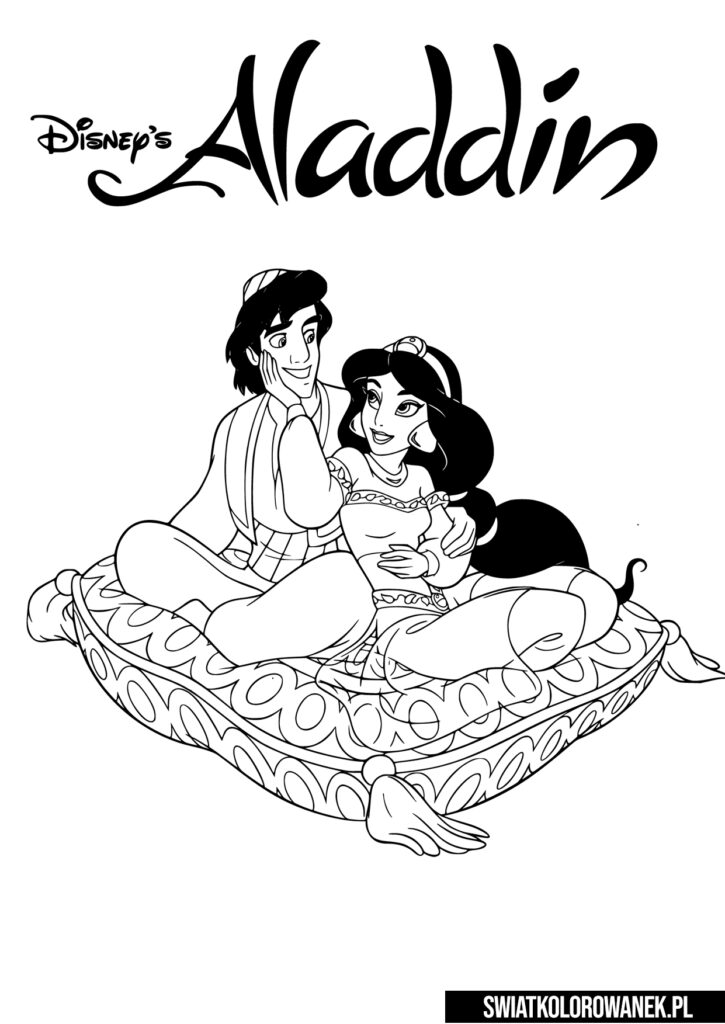 Kolorowanki Aladyn i Jasmine