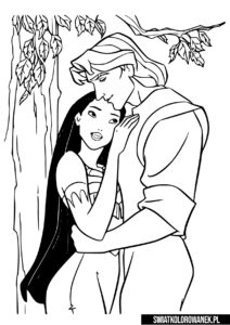 Kolorowanki Pocahontas i John Smith