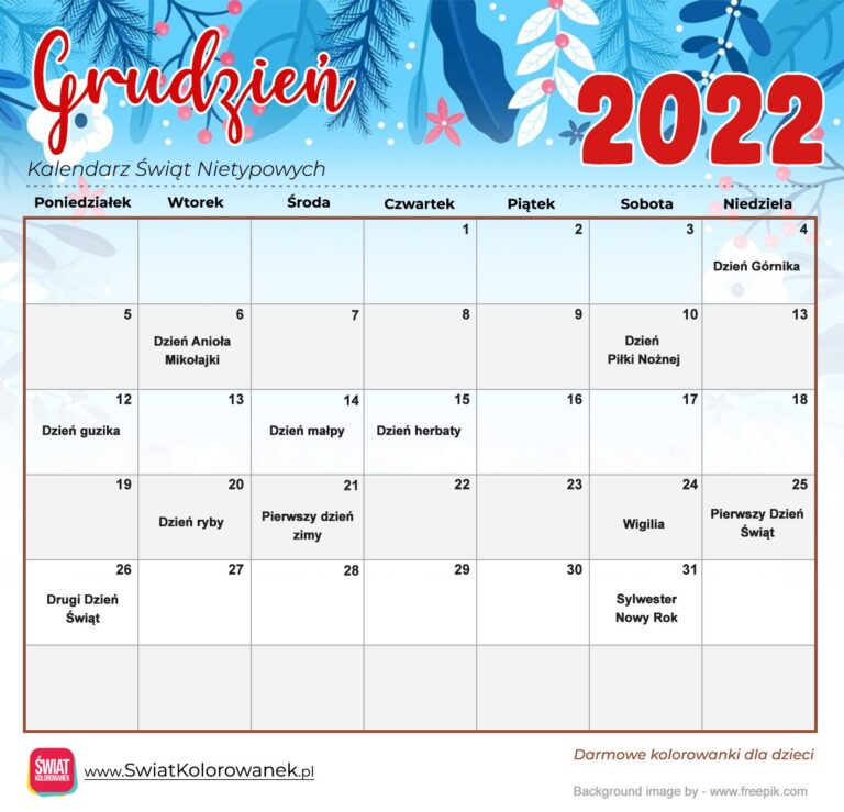 Kalendarz Świat Nietypowych - Grudzień 2022