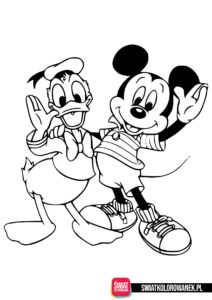 Kaczor Donald i Myszka Mickey Malowanka do druku.