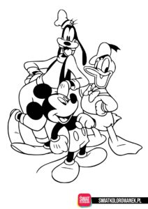 Myszka Miki Pluto i Kaczor Donald kolorowanka