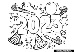 Nowy Rok 2023 kolorowanki. Kolorowanka na sylwestra.