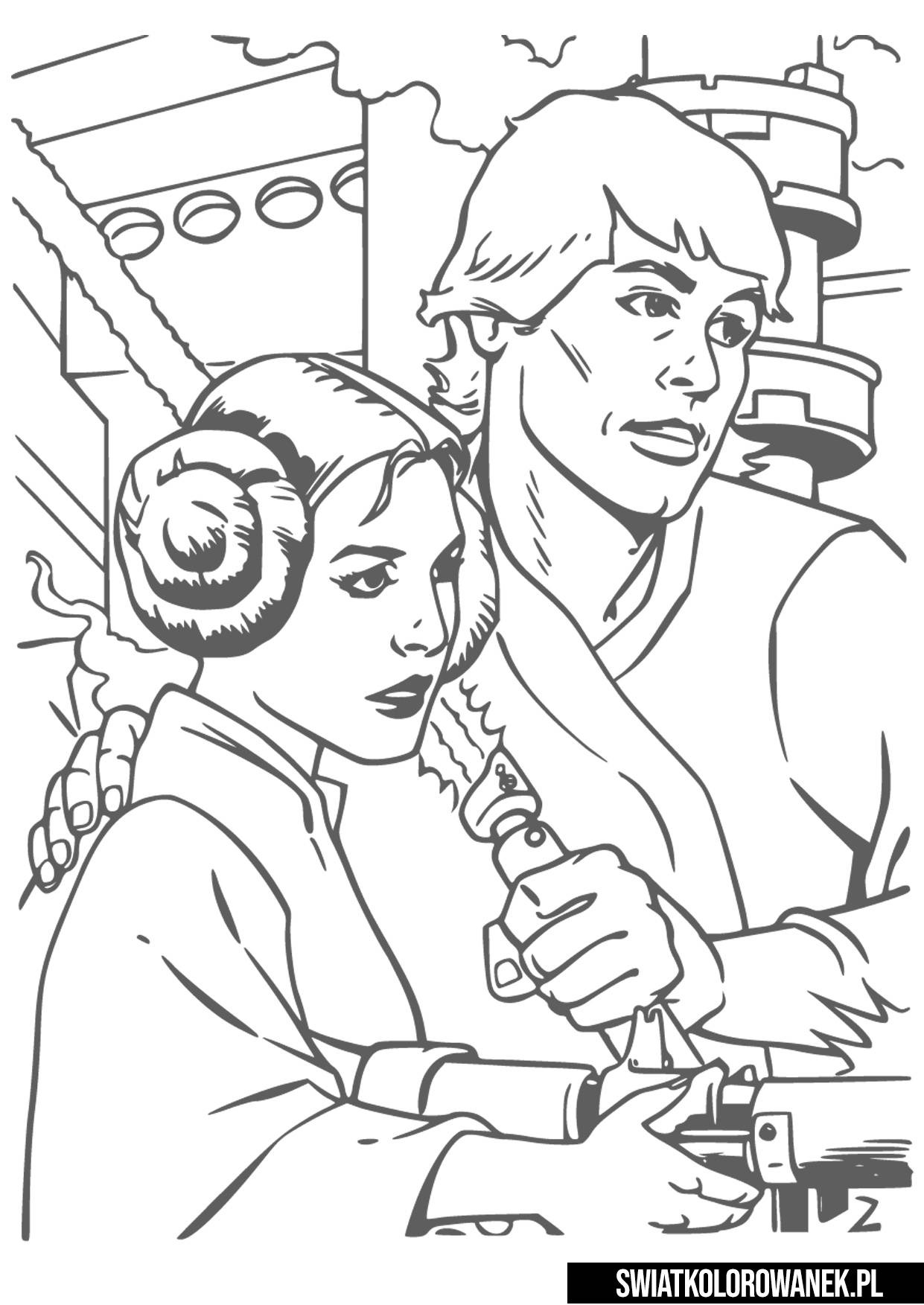 Star Wars Kolorowanki Do Druku Star Wars Luk i Księżniczka Leia kolorowanka - Darmowe kolorowanki do druku