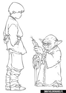 Mistrz Yoda i Luk Skywalker kolorowanka