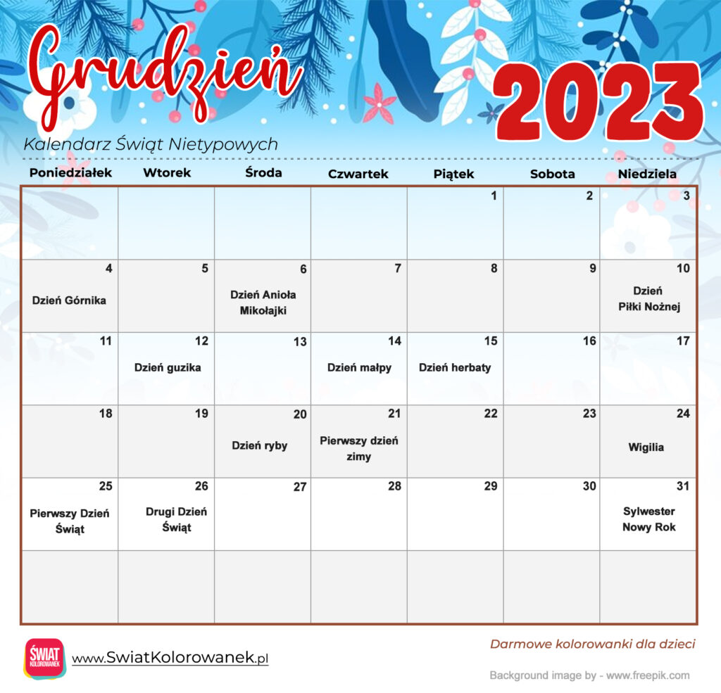Kalendarz Świat Nietypowych - Grudzień 2023