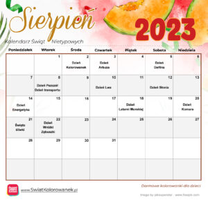 Kalendarz Świat Nietypowych - Sierpień 2023