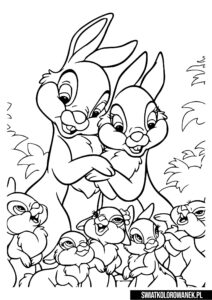 Rodzina króliczków do pokolorowania