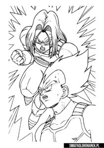 Kolorowanka Trunks i Vegeta walka.