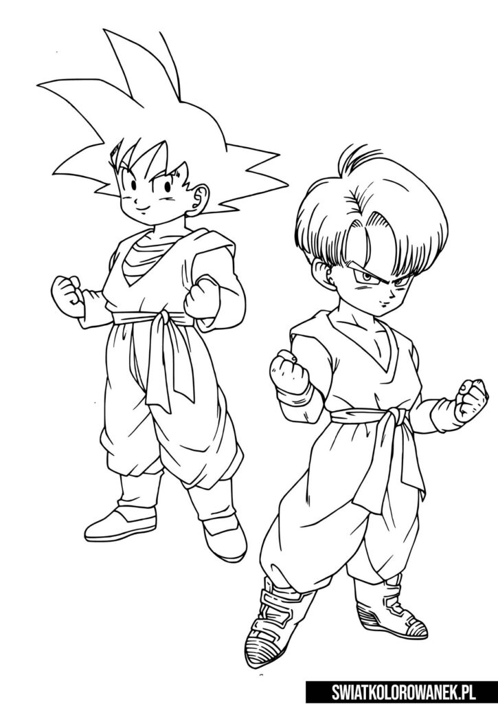 Songoku i Trunks kolorowanka do pobrania