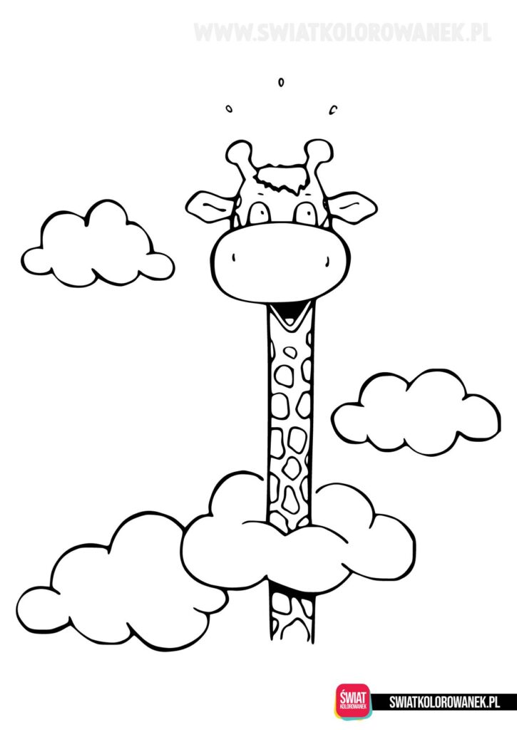 Drukowanka z Żyrafą z głową w chmurach.
