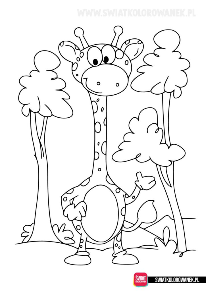 Żyrafa kolorowanki dla dzieci do druku.