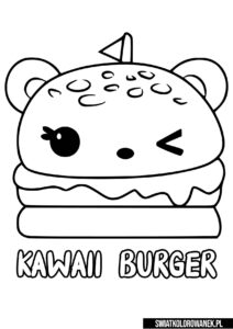 Kawaii burger kolorowanka dla dzieci