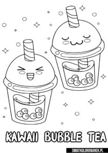 Kolorowanki kawaii do druku. Bubble tea.