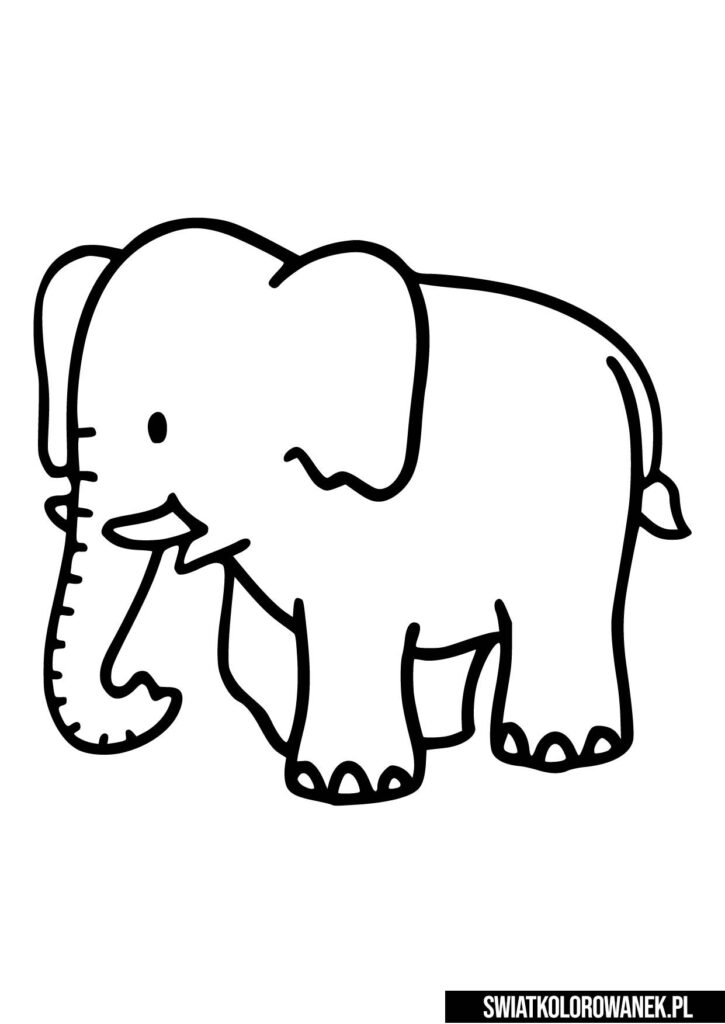 Prosta kolorowanka dla najmłodszych słoń
