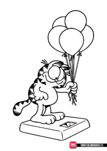 Garfield z balonami kolorowanka