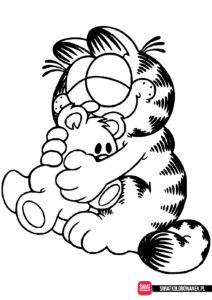 Garfield z swoim pluszakiem do pokolorowania