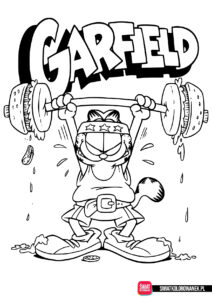 Kolorowanka Garfield na siłowni