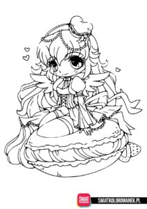 Ciasteczkowa księżniczka kolorowanka chibi