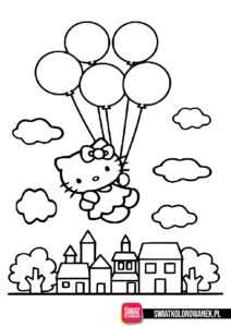 Kolorowanka Hello Kitty z balonikami