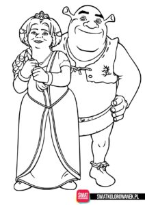 Shrek i Fiona kolorowanka dla dzieci