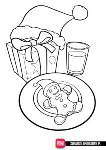 Piernik i mleko kolorowanka dla Świętego Mikołaja